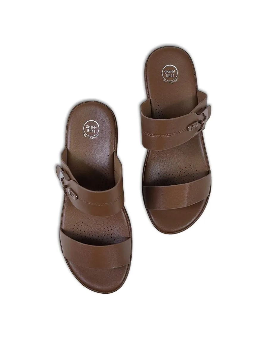 THAMES Women Heel Slippers Brown
