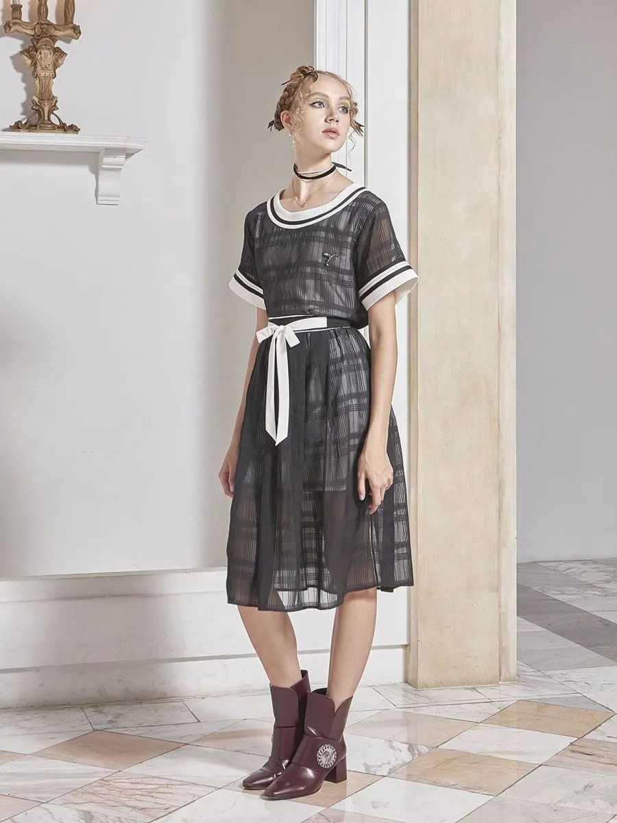 THEA BY THARA Bow-Detailed Checked Skirt SK003BLFA21 Black