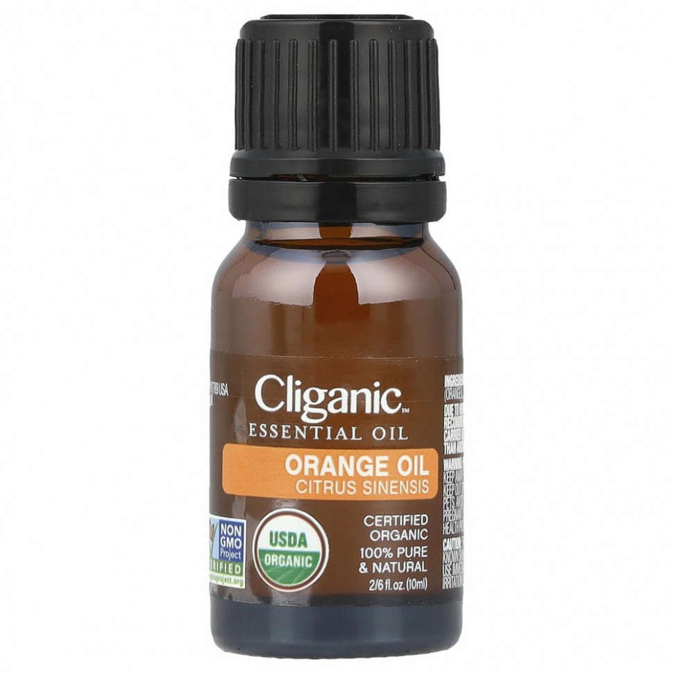 Cliganic, 100% чистое эфирное масло, апельсин, 10 мл (0,33 жидк. Унции)