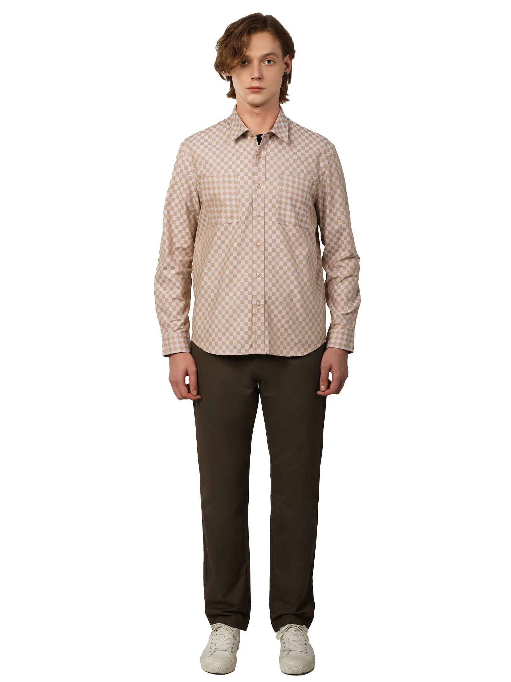 JOHN HENRY Men's Long Sleeves Shirts (Regular Fit) ICONIC AF Khaki