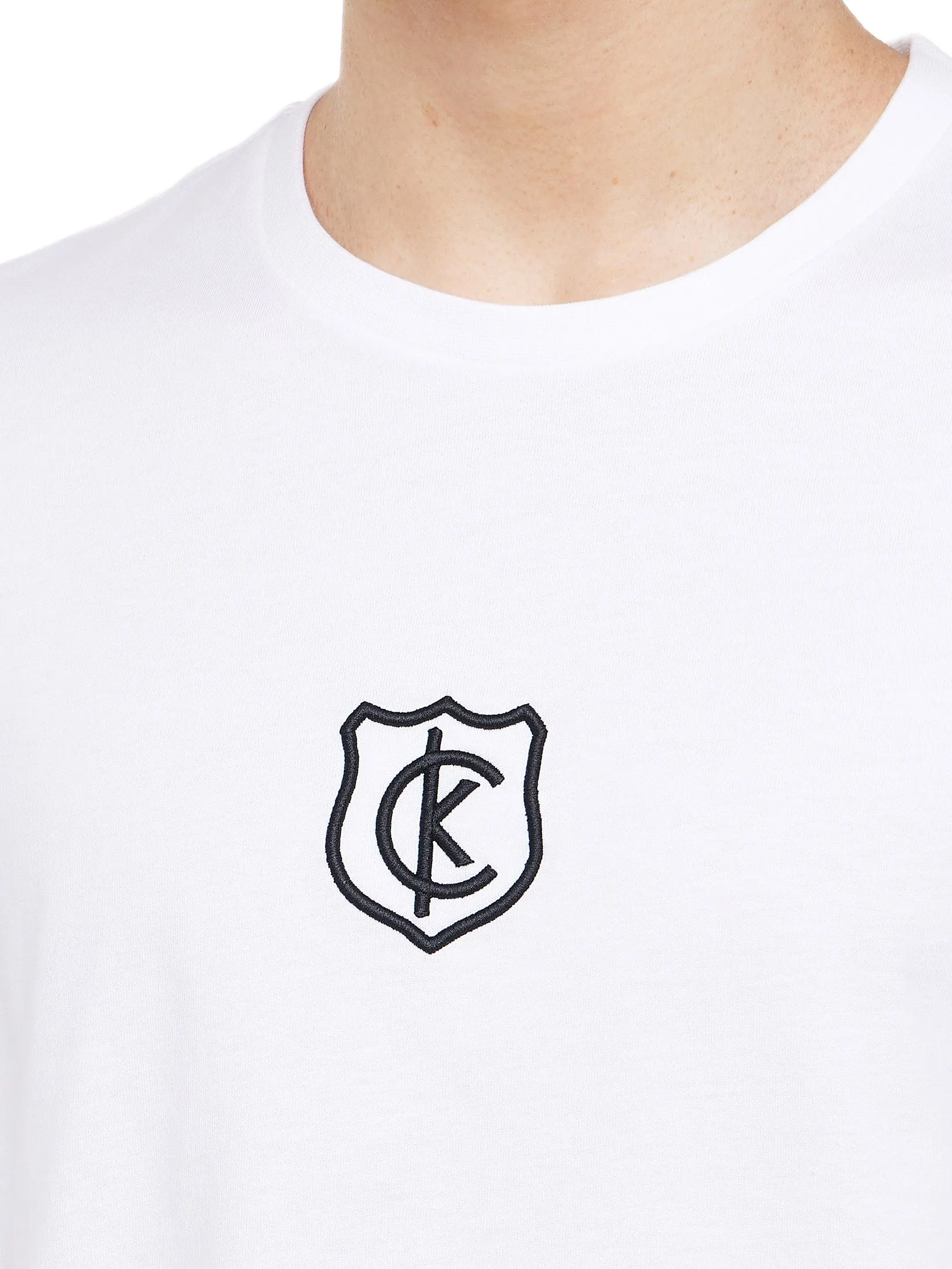 CALVIN KLEIN Men's Regular Fit CK Shield Short Sleeve T-Shirt White