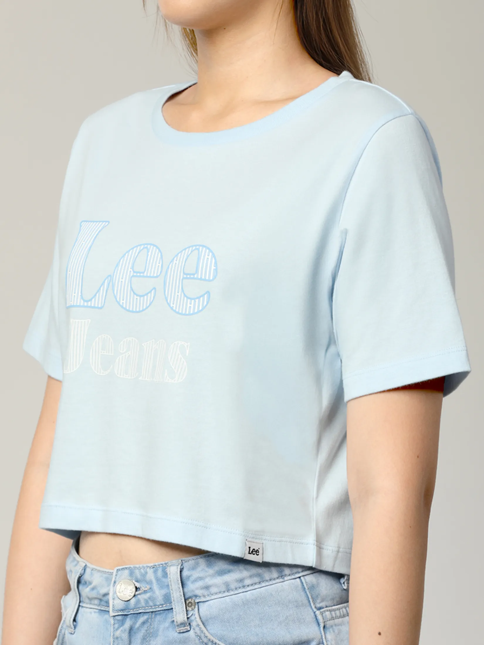 LEE Women s Tee Short Sleeve Crop Fit Blue