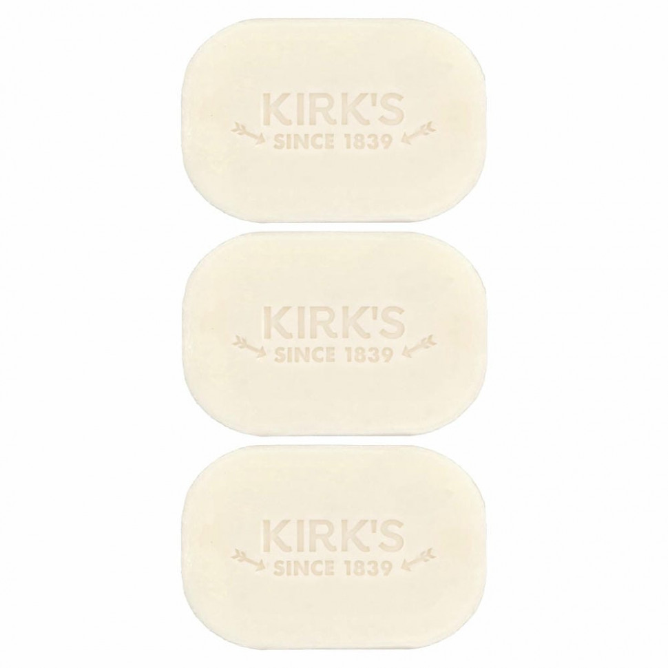 Kirk's, Gentle Castile Soap Bar, Fragrance Free, 3 Bars, 4.0 oz (113 g) Each