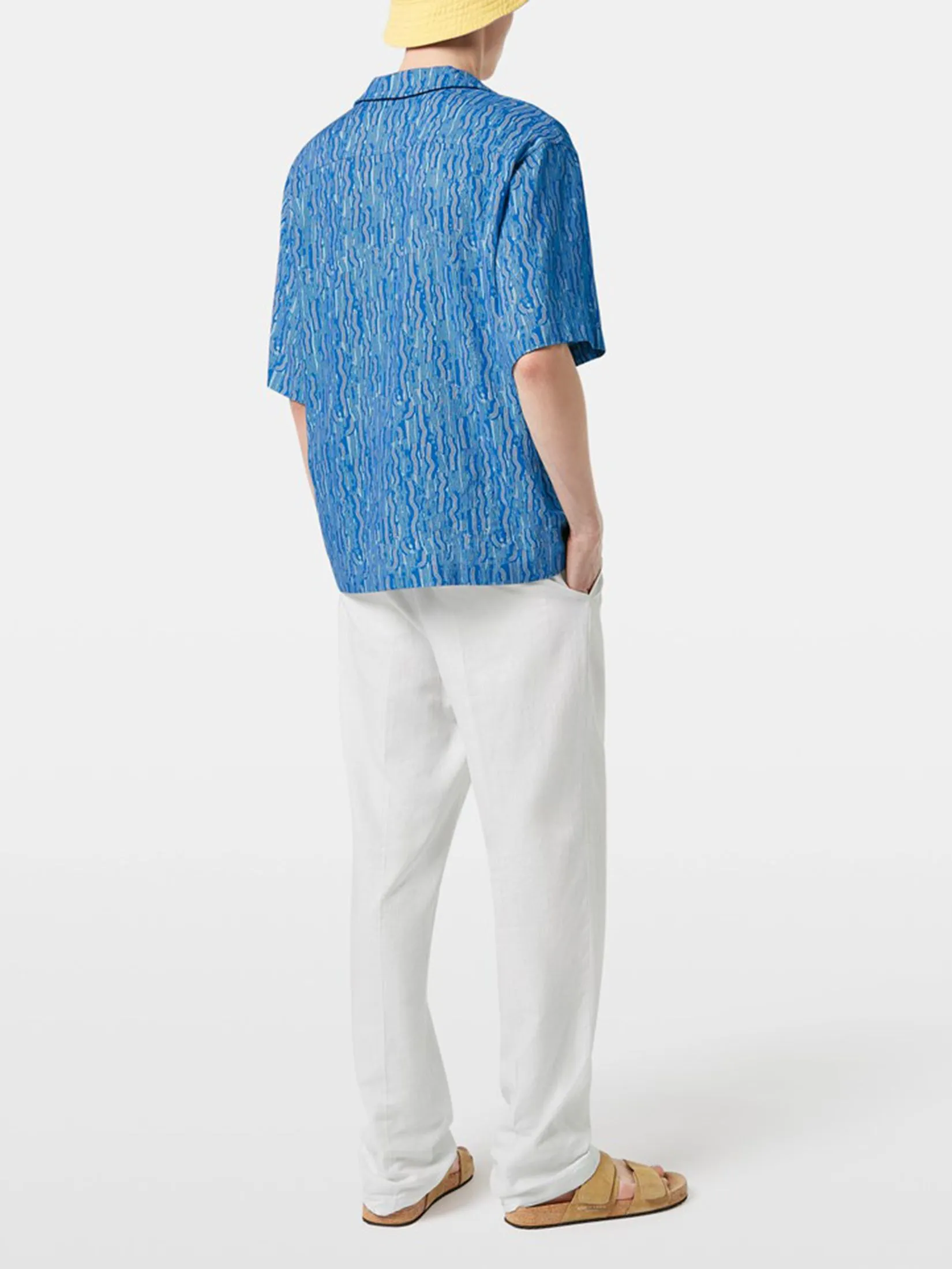 SCOTCH&SODA Men Shirt Aop Short-Sleeved Linen-Blend Relaxed-Fit Vuur Island Stripe AOP