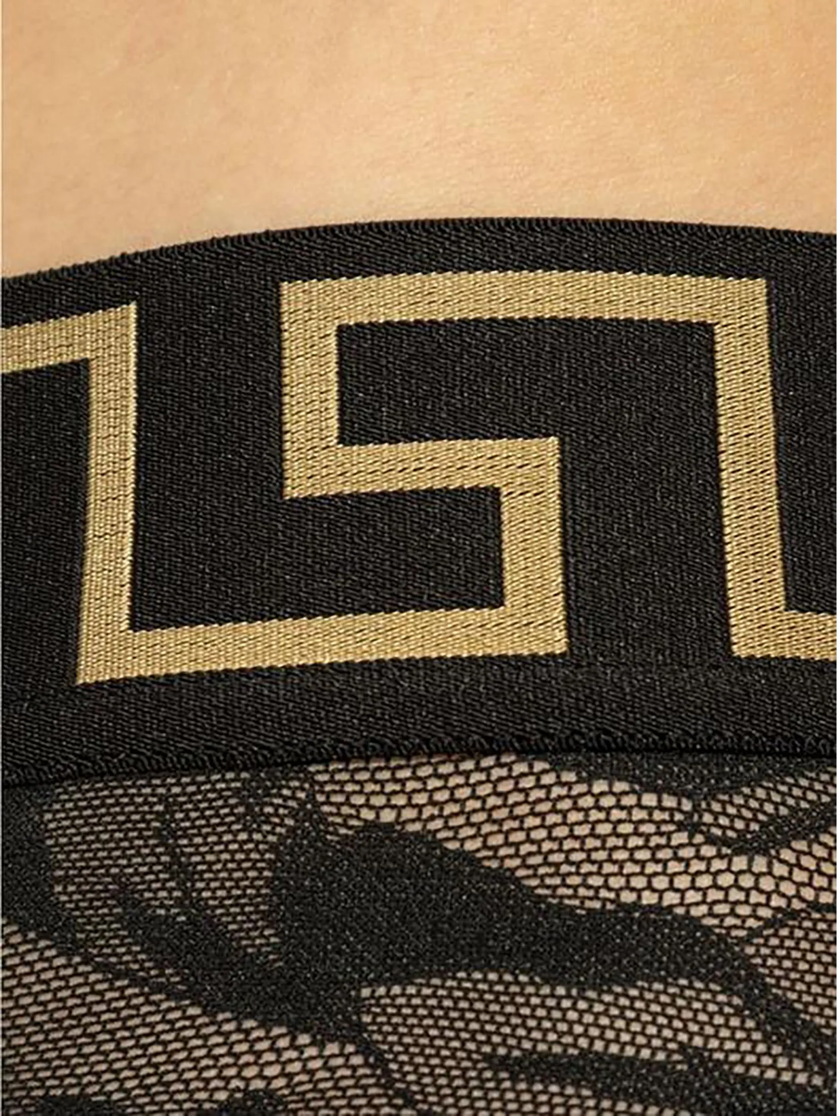 VERSACE UNDERWEAR Men Underwear Slip Basso Intimo Uomo Tex Topeka Bio + Tulle Jacquard Barocco Black