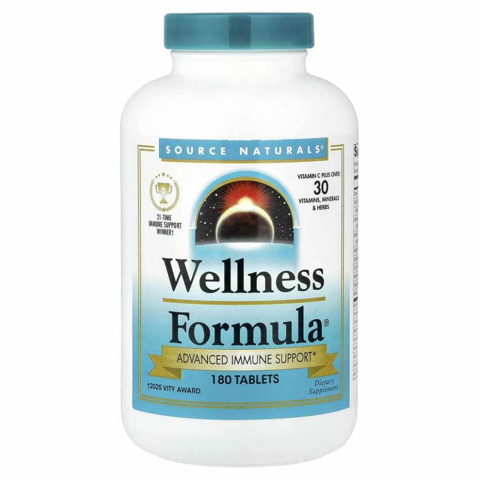 Source Naturals, Wellness Formula, ежедневная иммунная поддержка, 180 таблеток