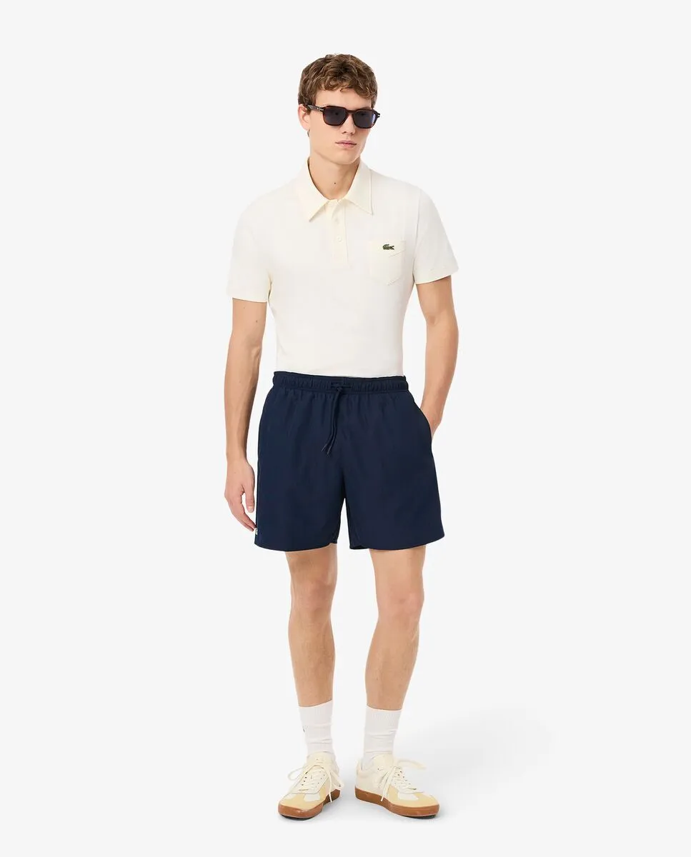 LACOSTE Mid Length Monochrome Swim Trunks Blue