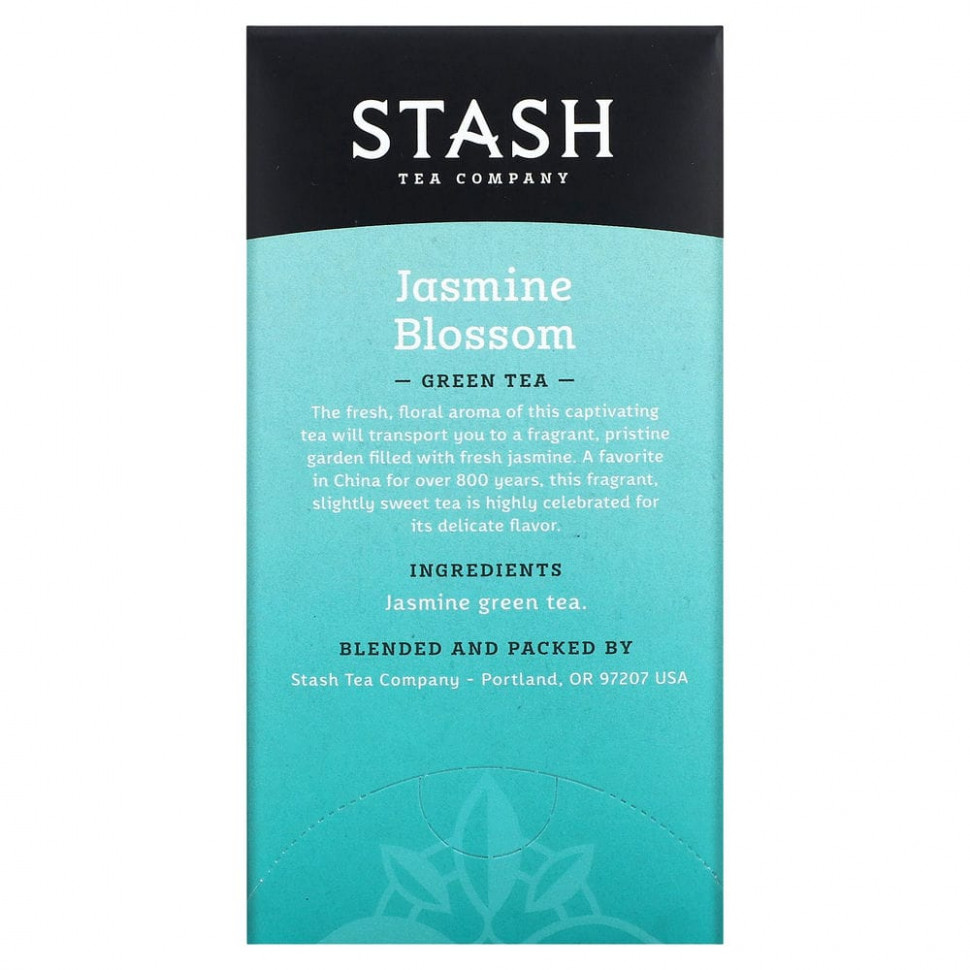 Stash Tea, Цветок жасмина, зеленый чай, 20 чайных пакетиков, 1,3 унции (38 г)
