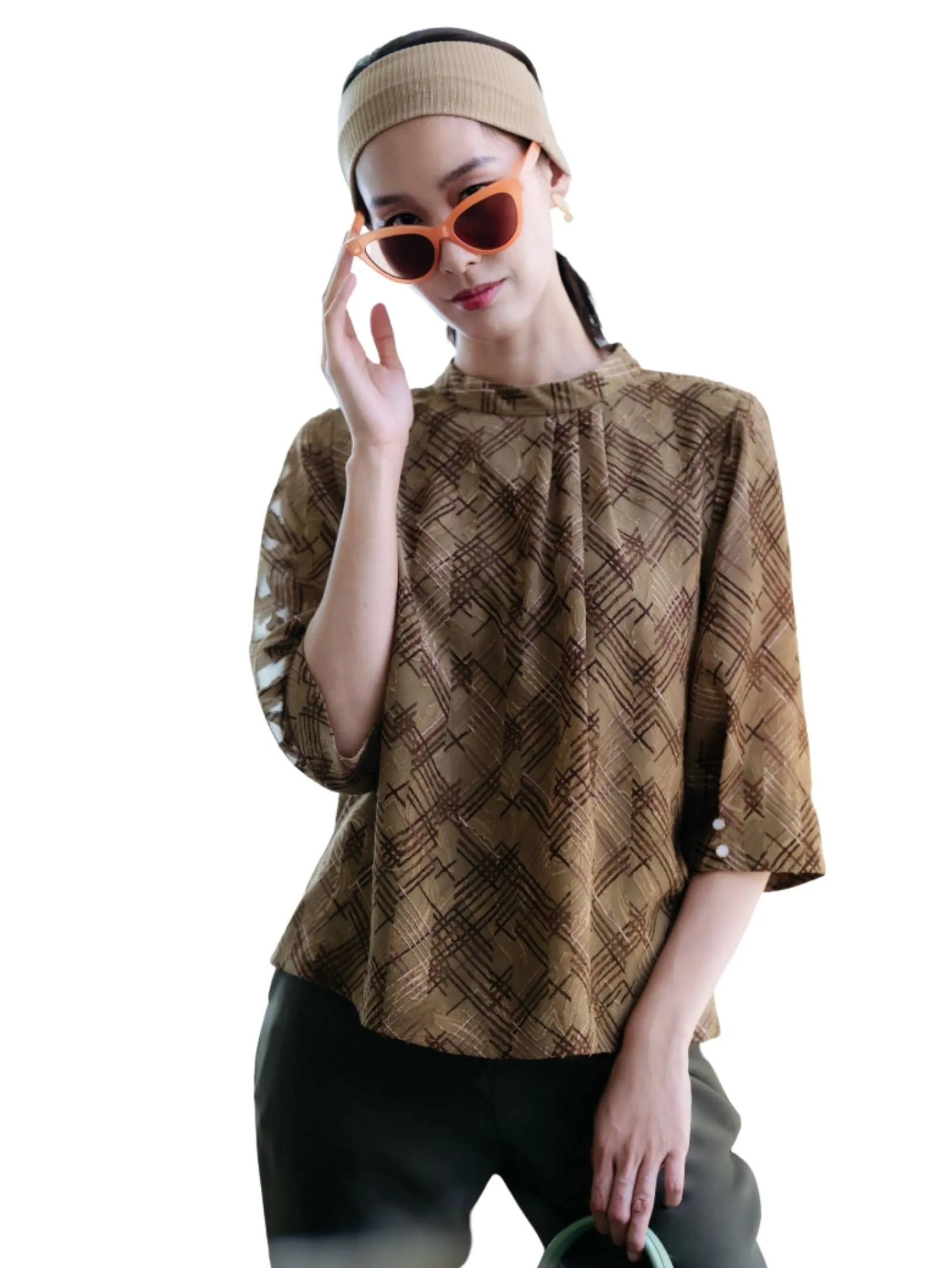 MIKIKO Women Blouse Long Sleeves Chiffon Uragiri Green