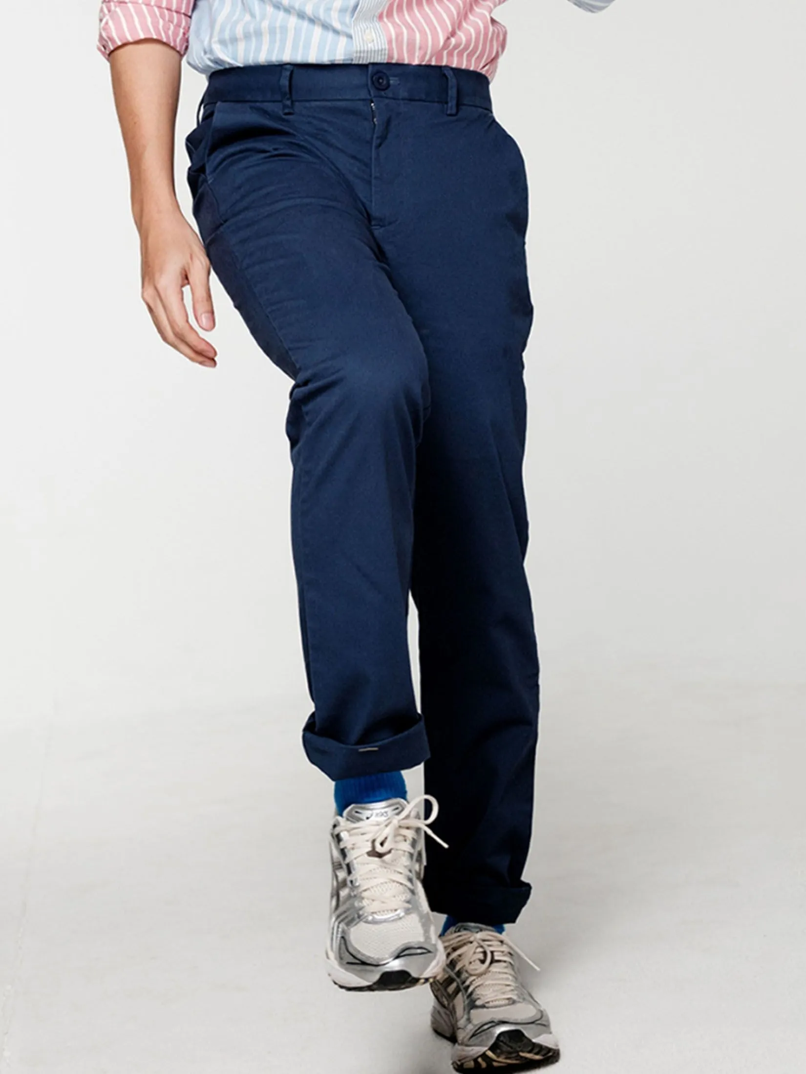 ERA-WON Men's Chino pants skinny Navy Blue