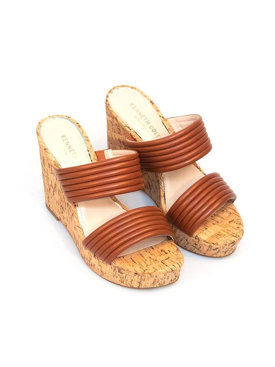 KENNETH COLE Women's platform wedge sandals model CAILYN/COGNAC