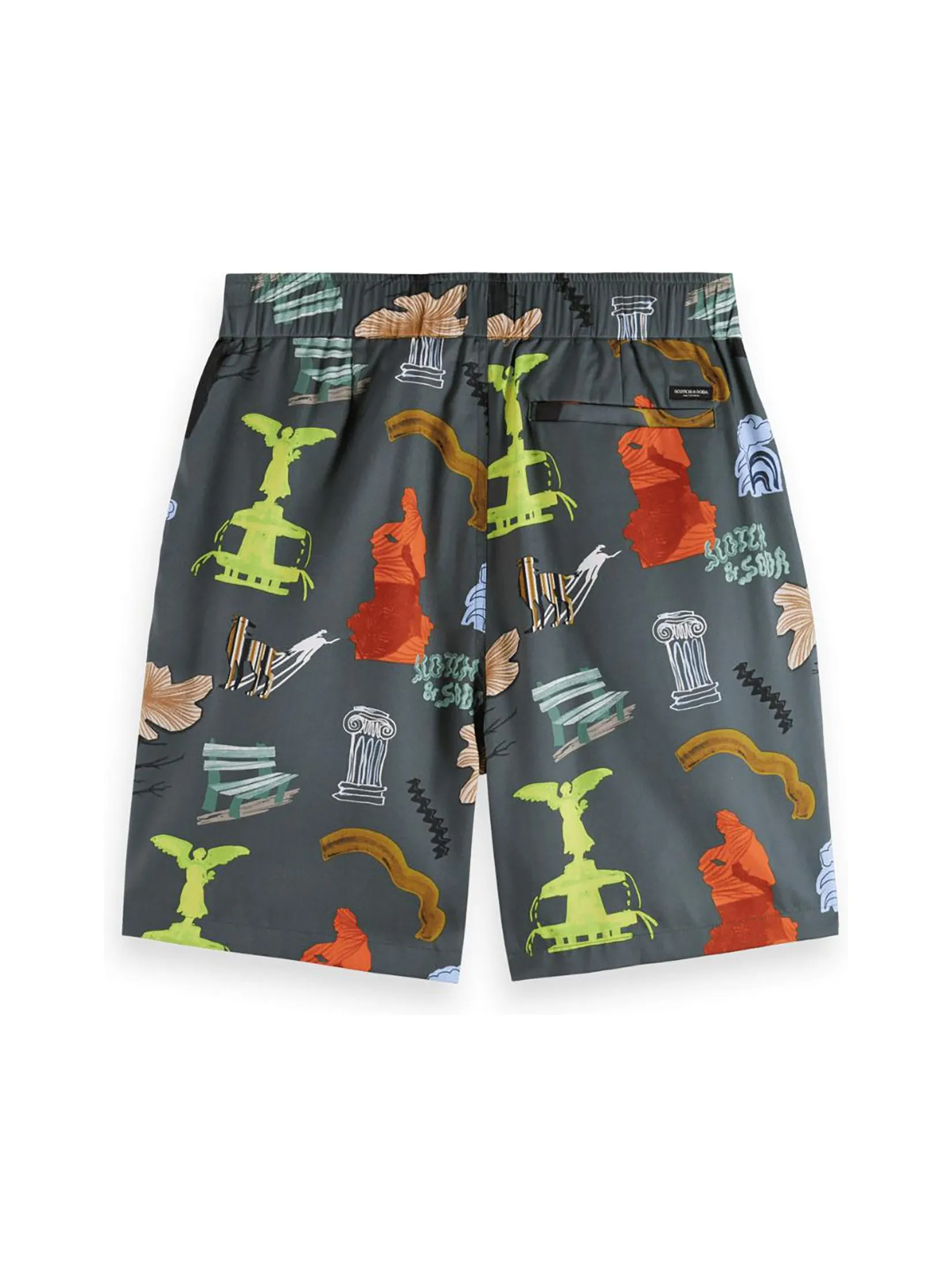 SCOTCH&SODA Men Bermuda Short Fave Park Printed Relaxed Fit Park Green AOP
