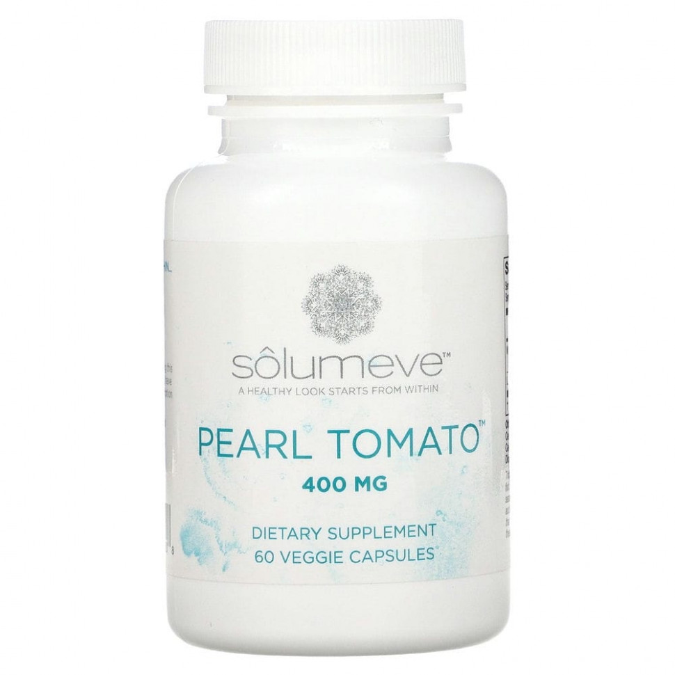 Solumeve, Pearl Tomato, добавка для здоровья кожи, 400 мг, 60 растительных капсул