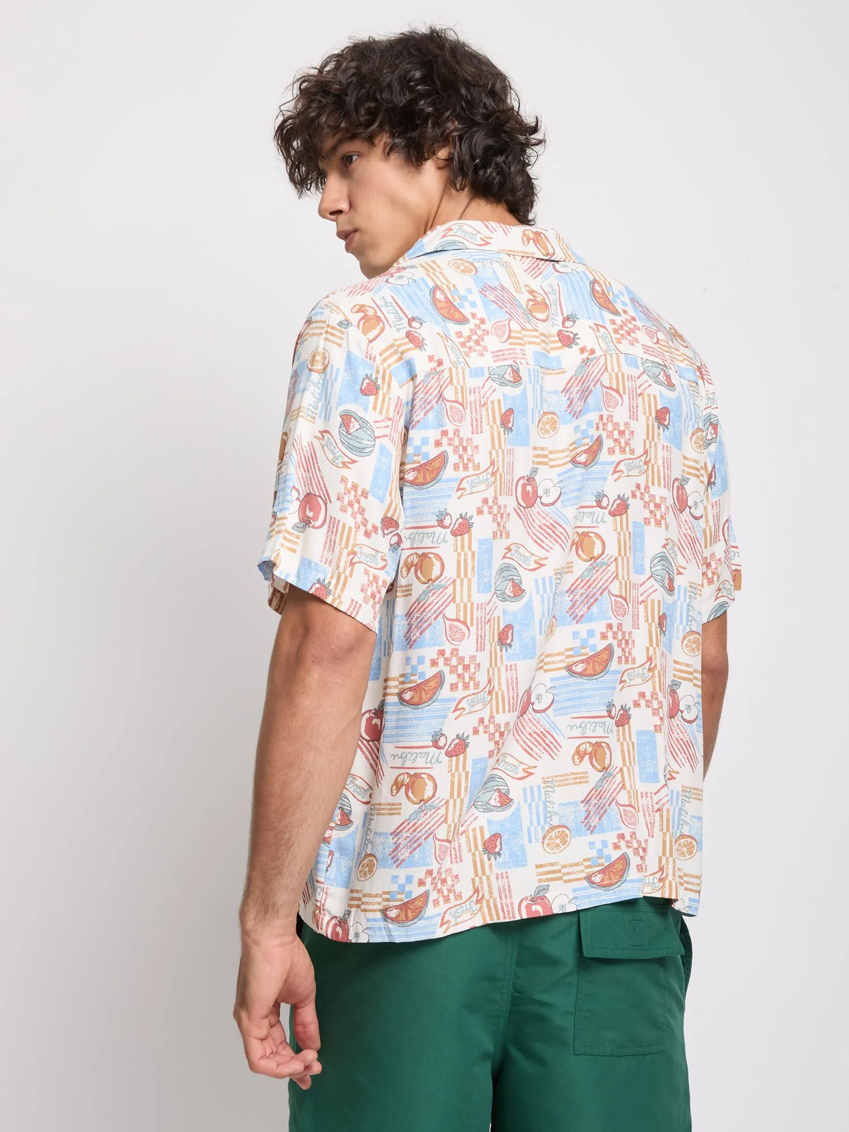 DEFRY 01 Men Shirt Short Sleeves Hawaiian Style Red