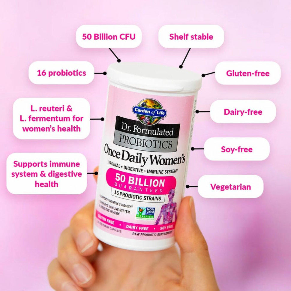 Garden of Life, Dr. Formulated Probiotics, пробиотики, одна таблетка в день для женщин, 30 вегетарианских капсул