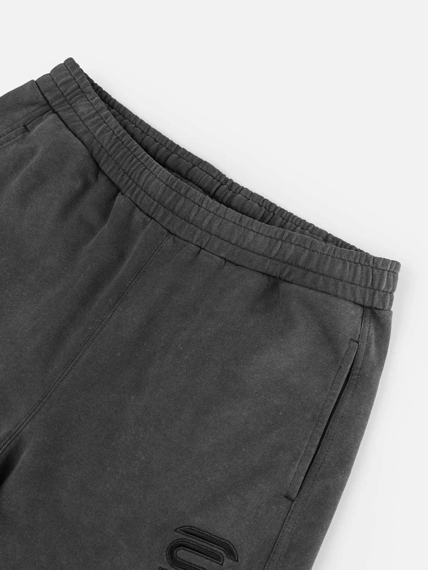 EVISU Men Sweatpants EVISUKURO E Embroidery Distressed Loose Fit Black