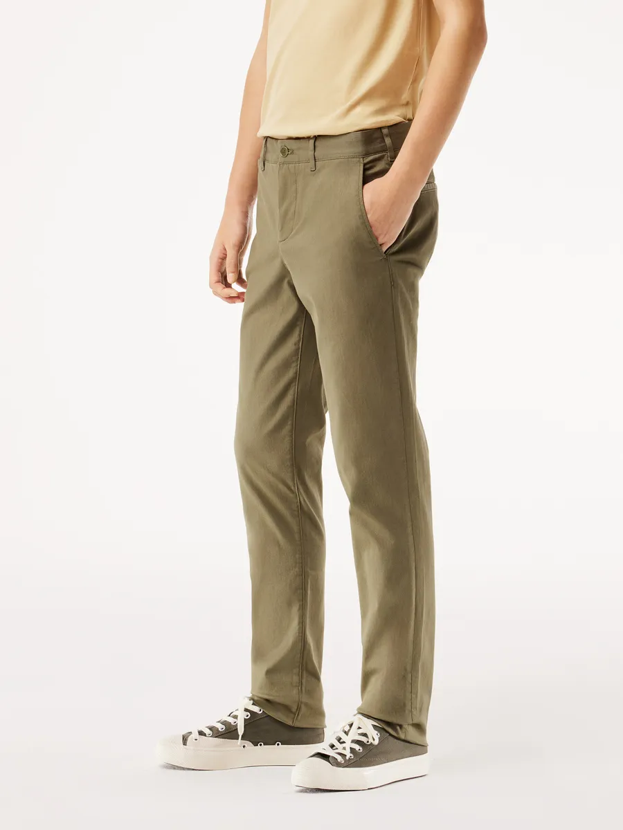LACOSTE Men’s New Classic Slim Fit Stretch Cotton Trousers Khaki Green