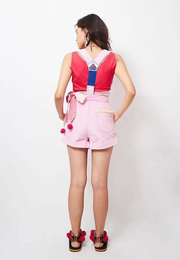 QOYA Pink CARPENTER SHORTS  (เอี๊ยมกางเกงขาสั้น สีชมพู )