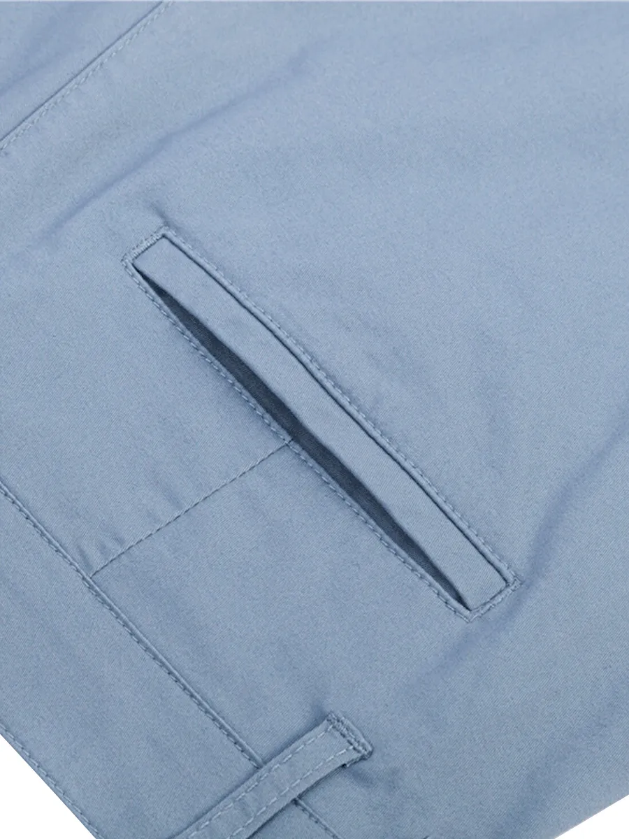 GIORDANO Women's Twill Mid-Rise Slim Fit Pocket Shorts (180 Elastic Waistband) Periwinkle Blue