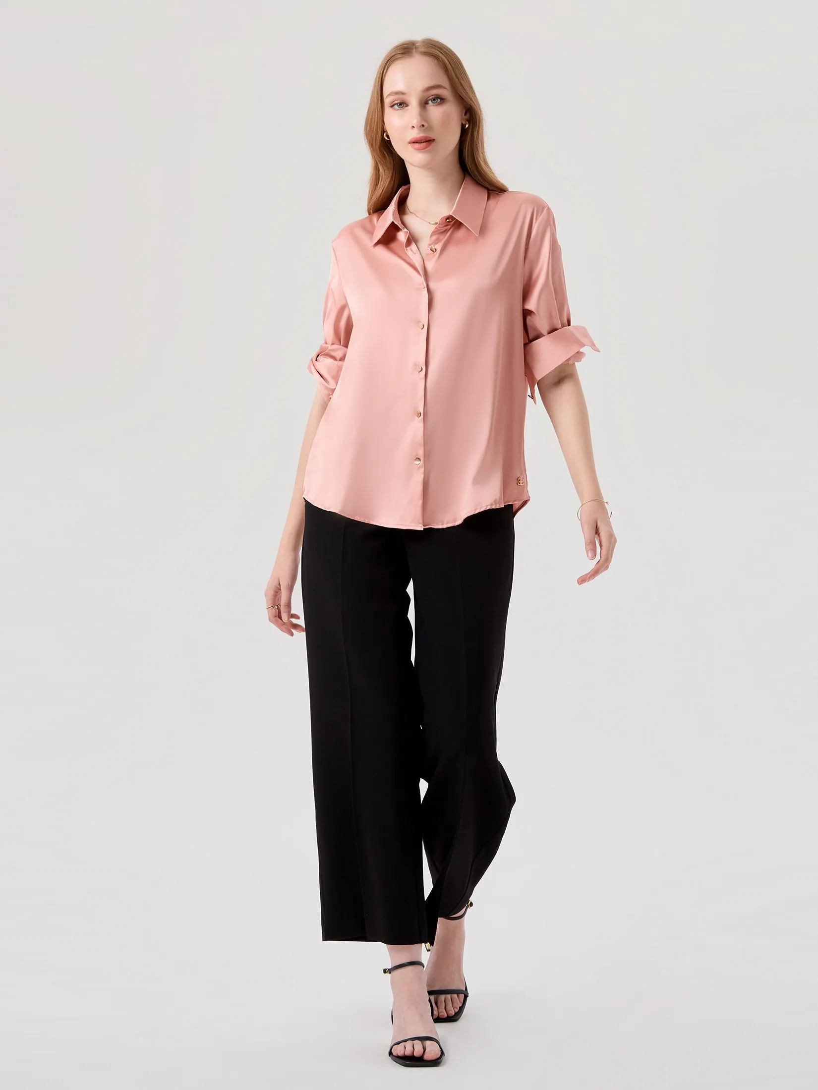 ESPADA Smooth Satin Shirt Woman Pink