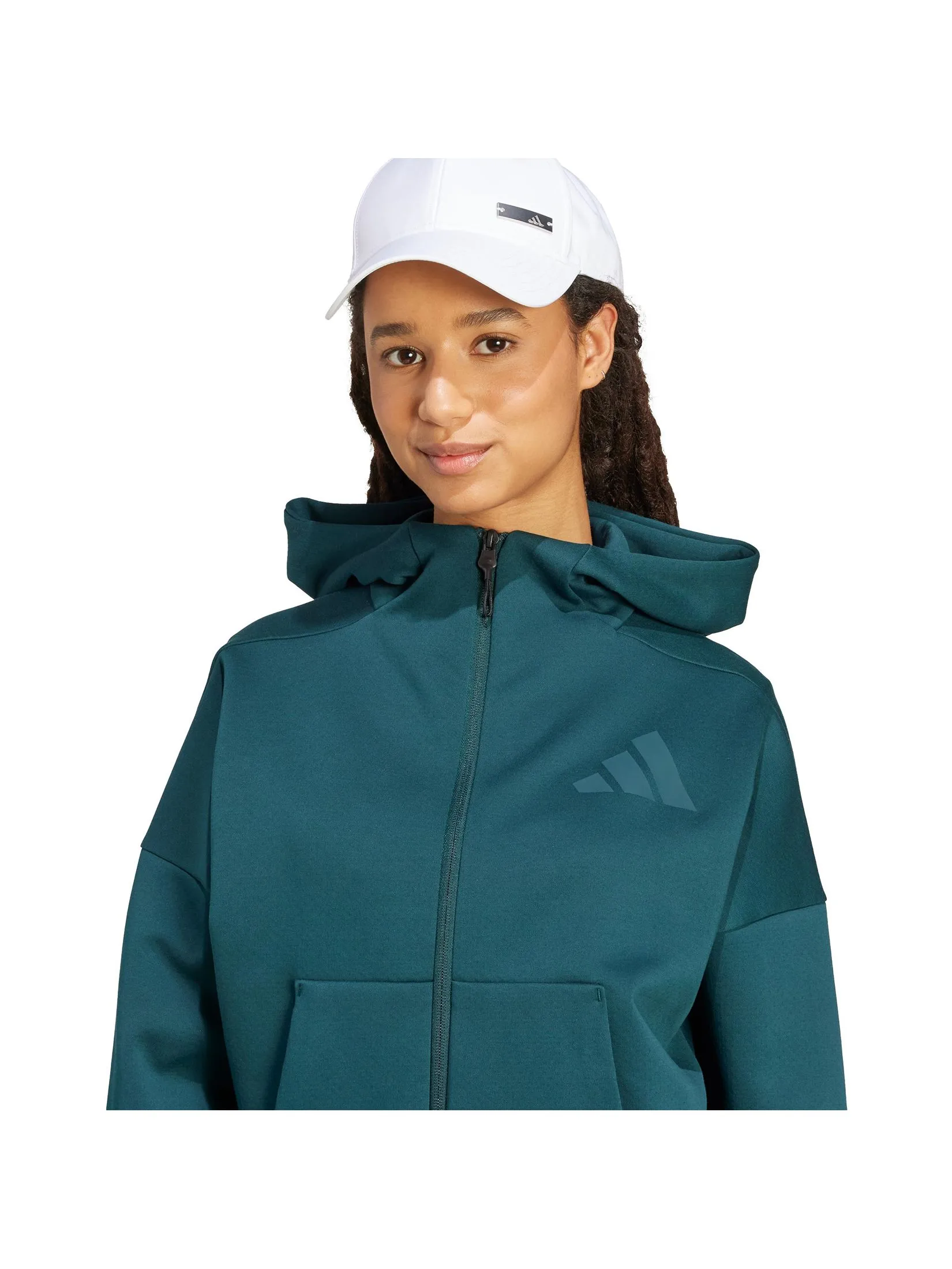 ADIDAS Women Hoodie Full-Zip Adidas Z.N.E. JW5321 Green / Aurora Ivy