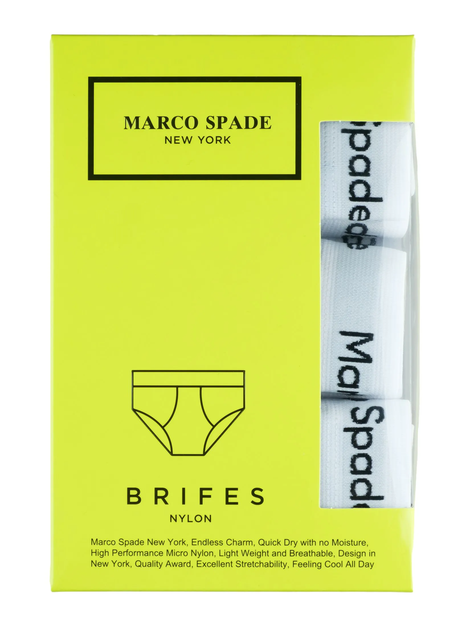 MARCO SPADE Marco Spade men's underwear, Pack of 3 colors: black/gray/white Briefs Nylon