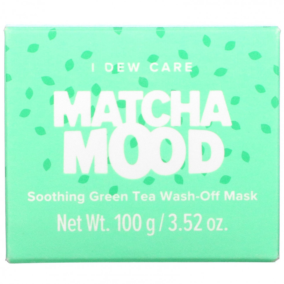 I Dew Care, Matcha Mood, успокаивающая смываемая маска для лица с зеленым чаем, 100 г (3,52 унции)