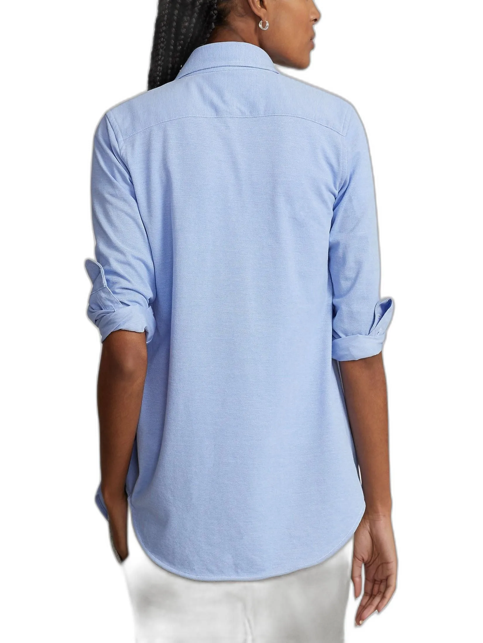 POLO RALPH LAUREN SHIRT-Knit Cotton Oxford Shirt WMPOKNIN6820163 400 BLUE