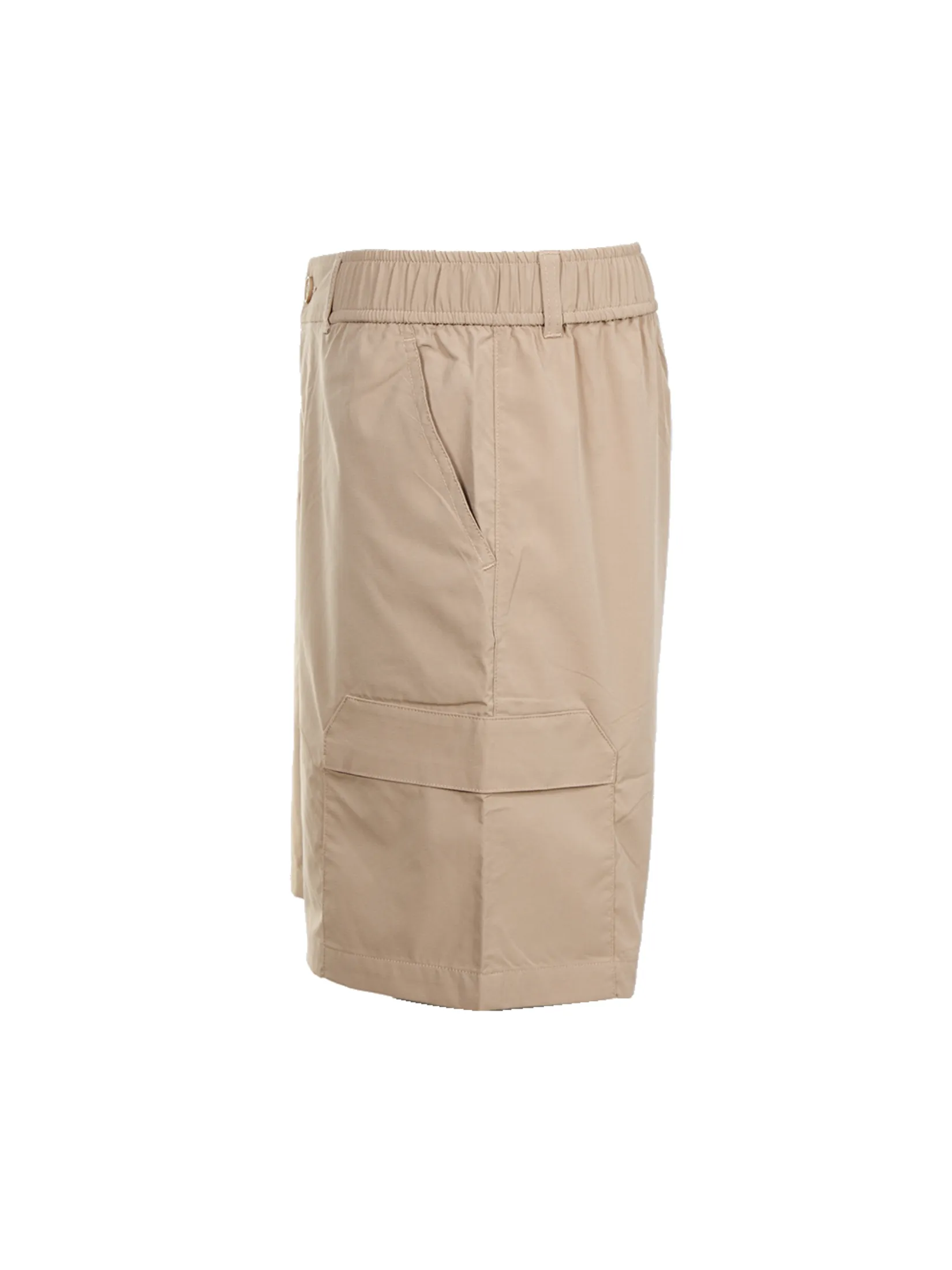 ELLE HOMME Men's Cargo shorts elastic waistband with buttons and zipper W8L276 - Beige