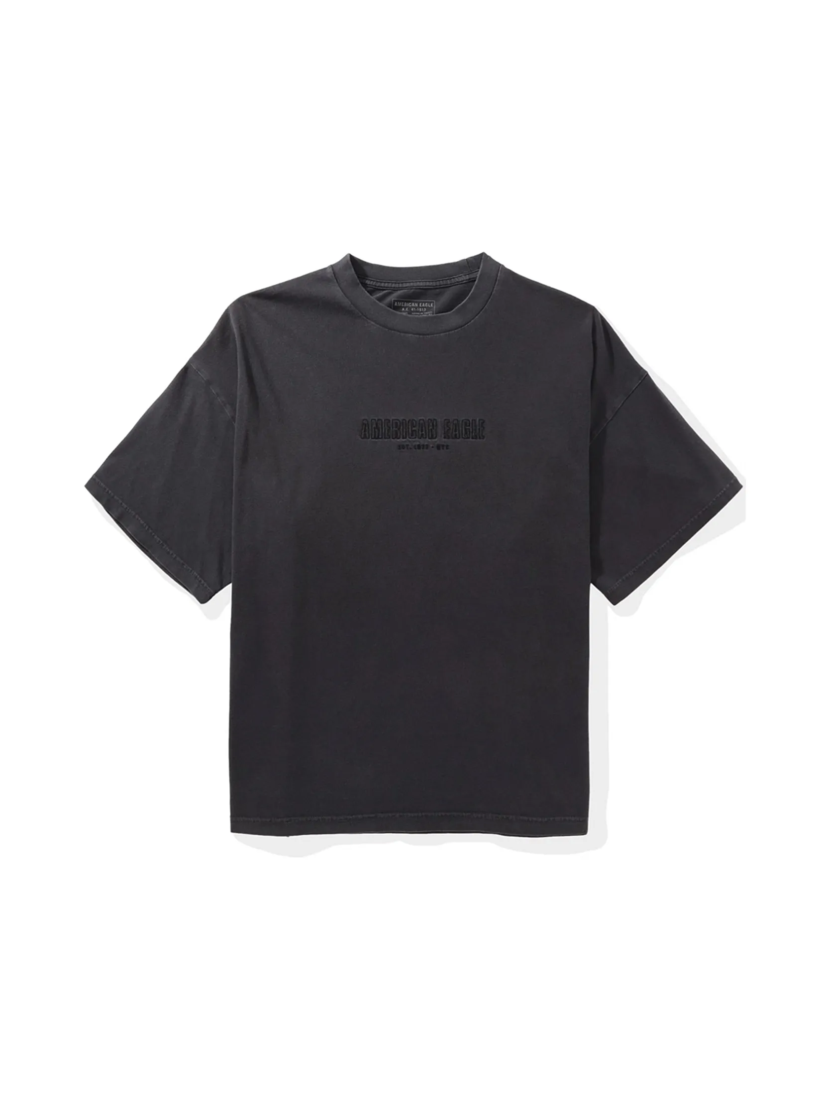 AMERICAN EAGLE MEN G SS BTS1 OS SET IN TEE- PGD 167 WASHED BLACK