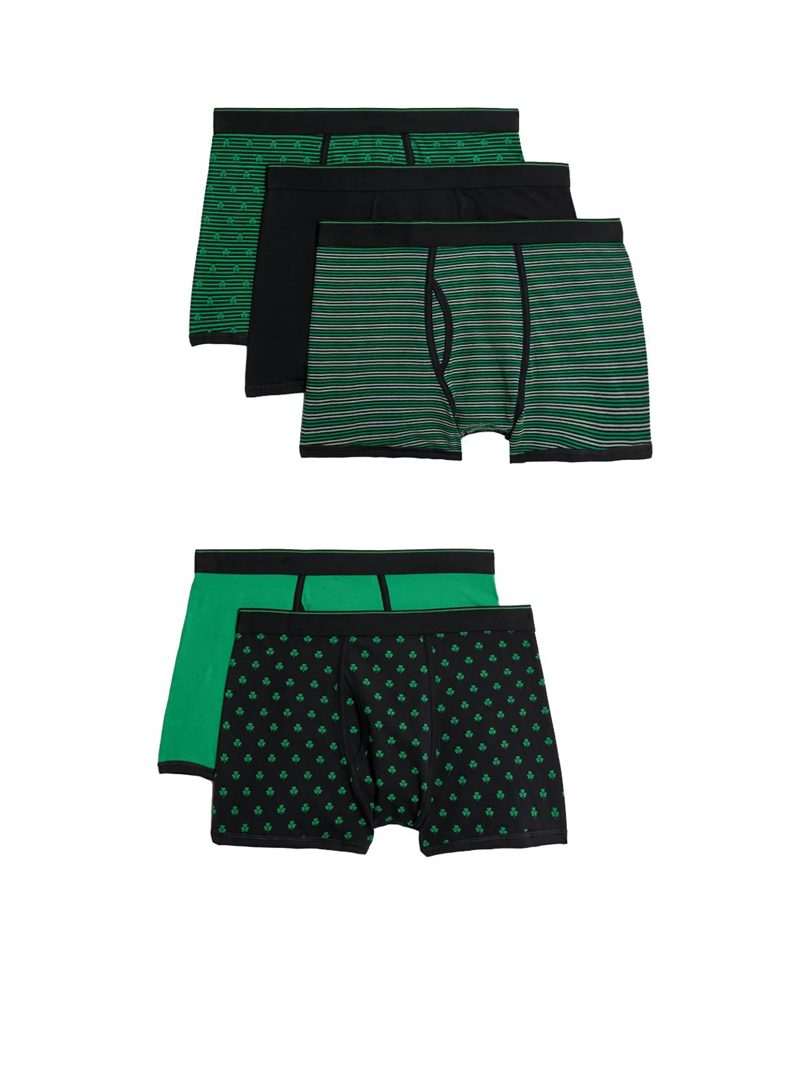 MARKS & SPENCER Men Trunks 5 pk Cool & Fresh Cotton Rich Black Mix