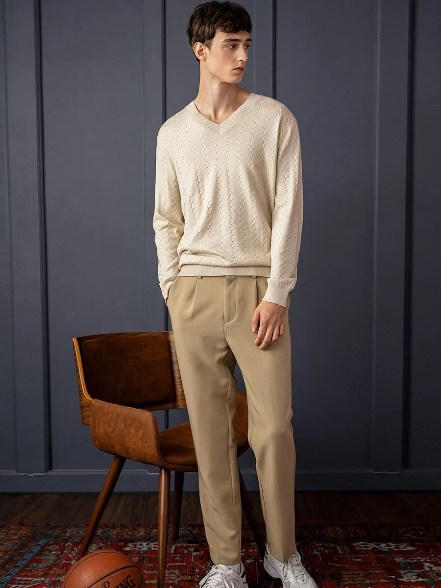 OASIS Men's Long Sleeve Sweater Beige