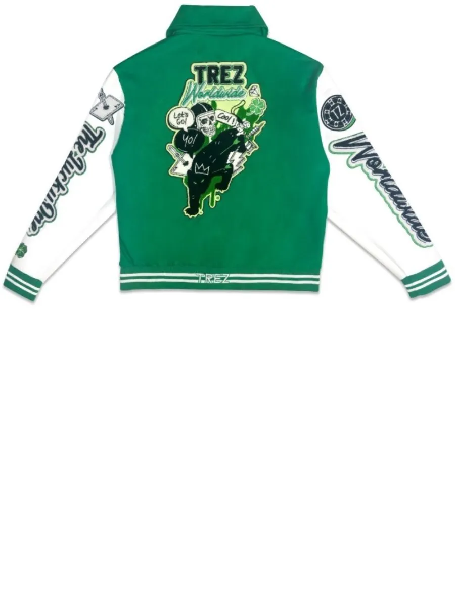 TZ WORLDWIDE Men JACKET VARSITY JACKET - LUCKY GREEN