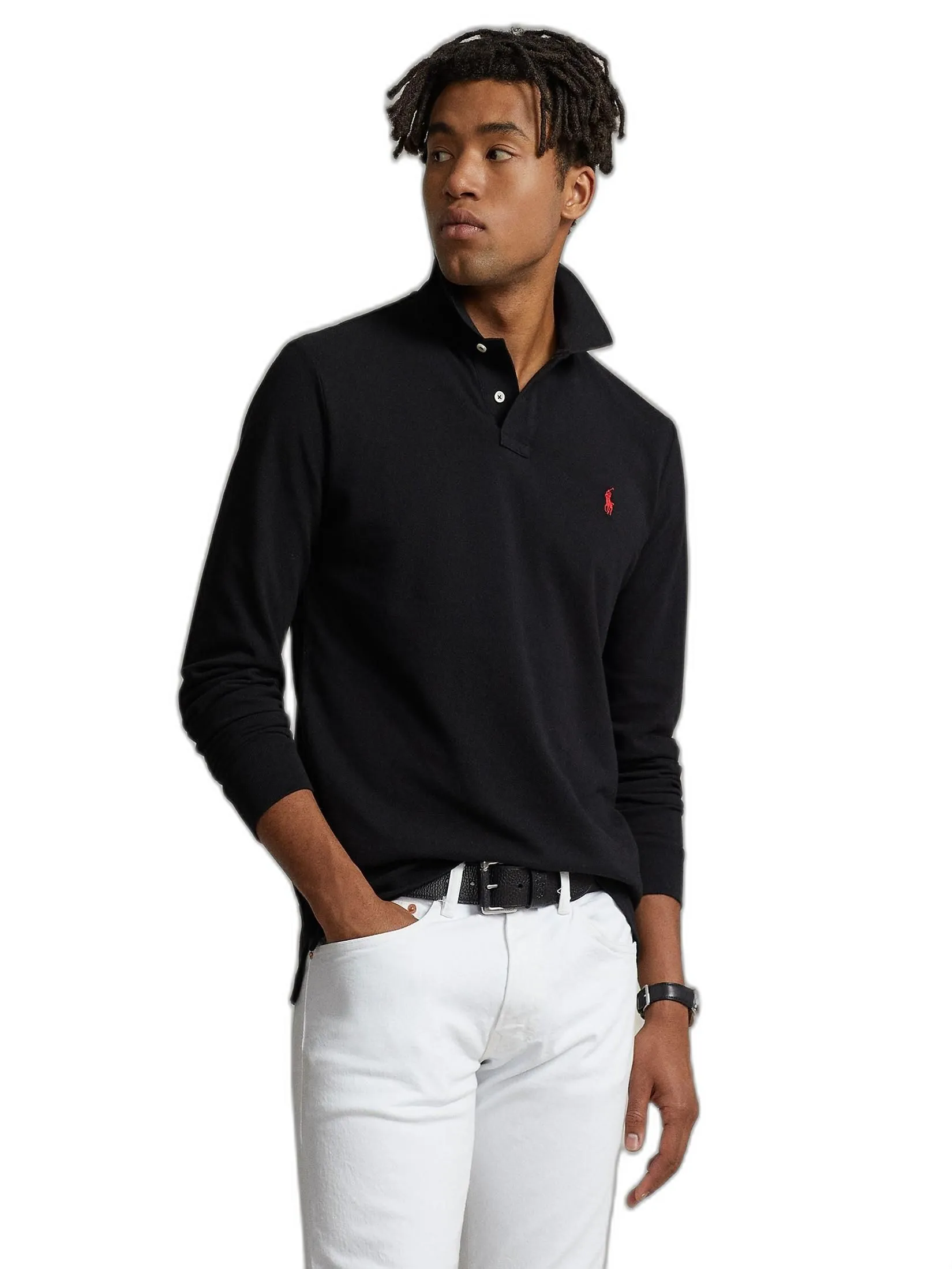 POLO RALPH LAUREN Men Polo-Custom Slim Fit Mesh Polo Shirt MNPOKNI16820362-Black