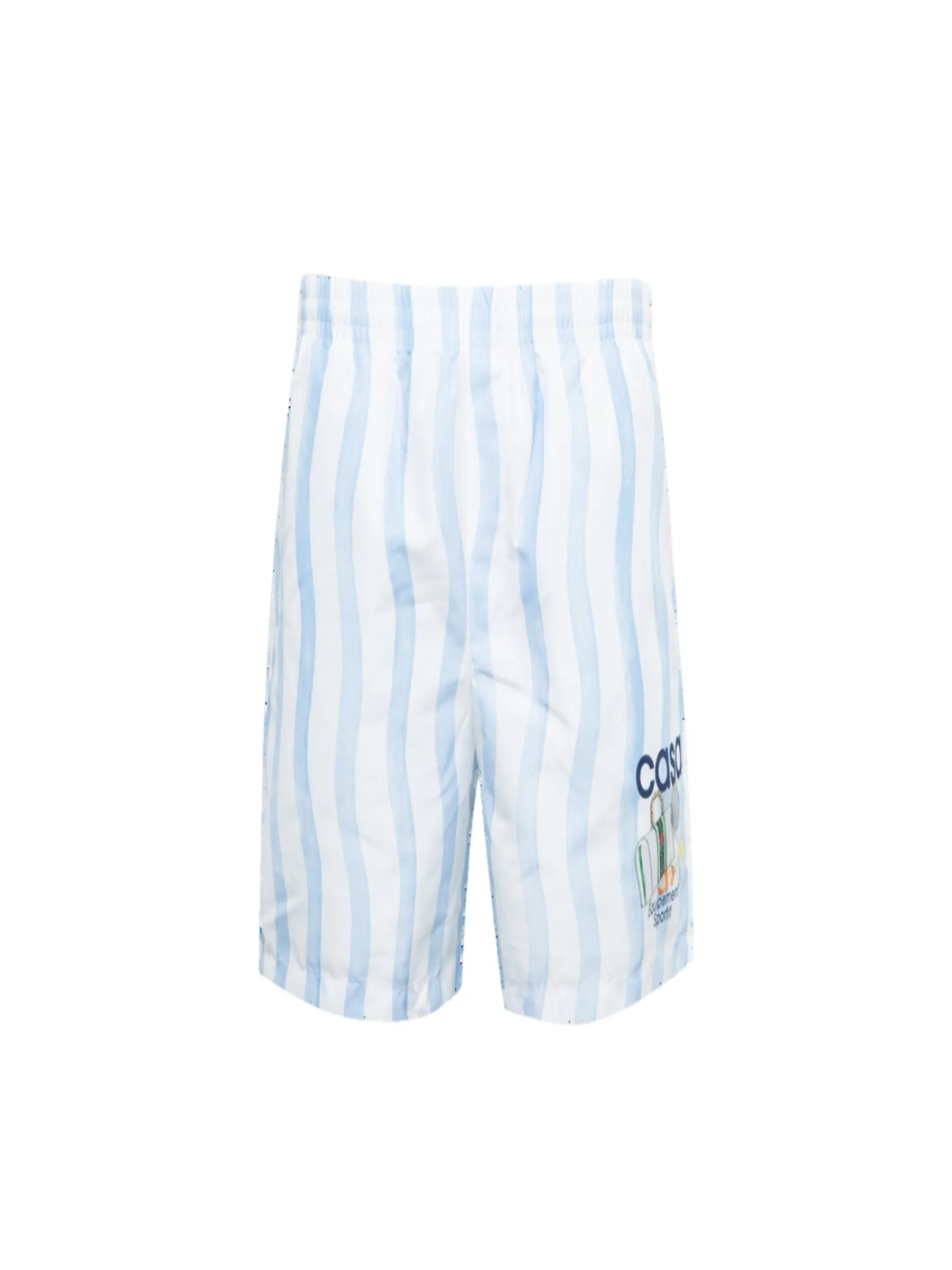 CASABLANCA MENS PRINTED SWIM SHORTS IN BLUE WAVE STRIPE