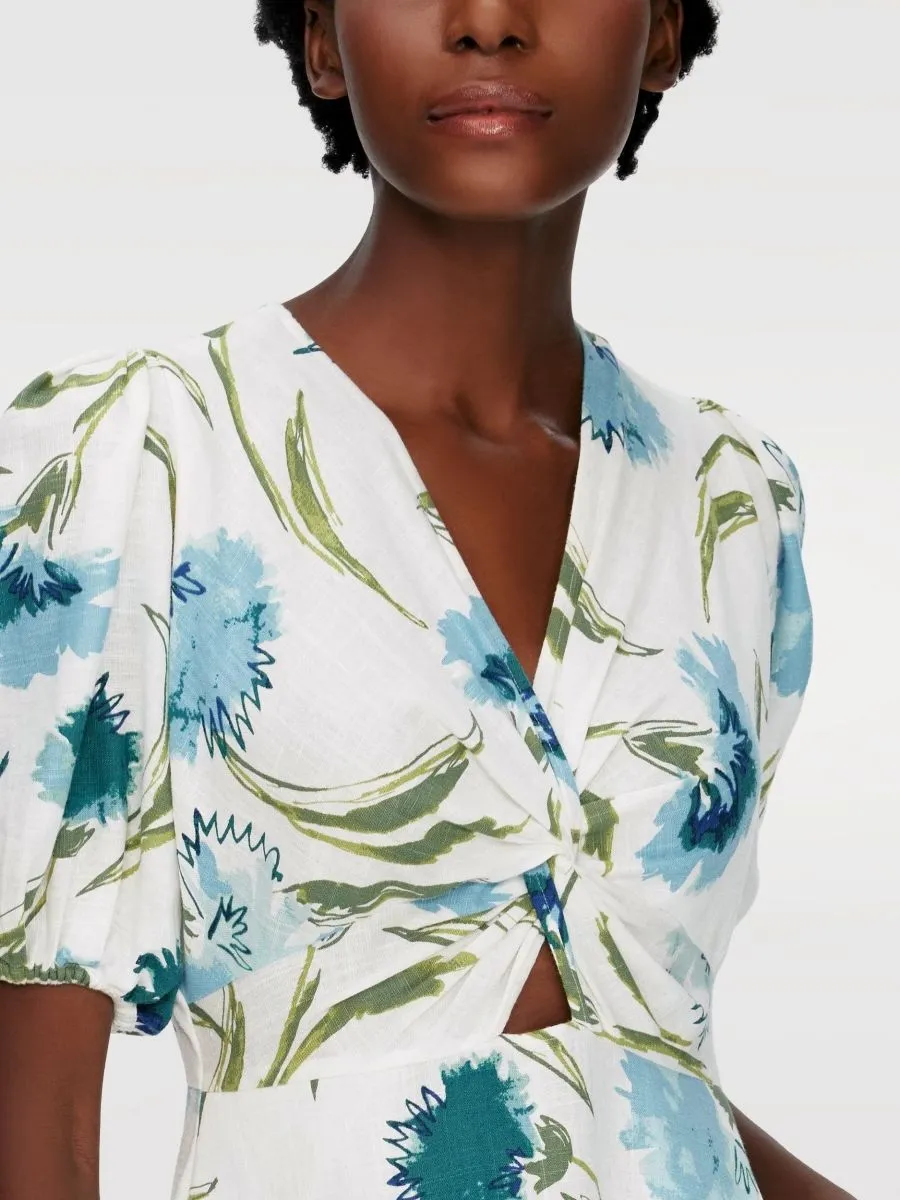 DIANE VON FURSTENBERG WOMEN DVF MAJORIE DRESS DIANTHUS LARGE LG BLUE