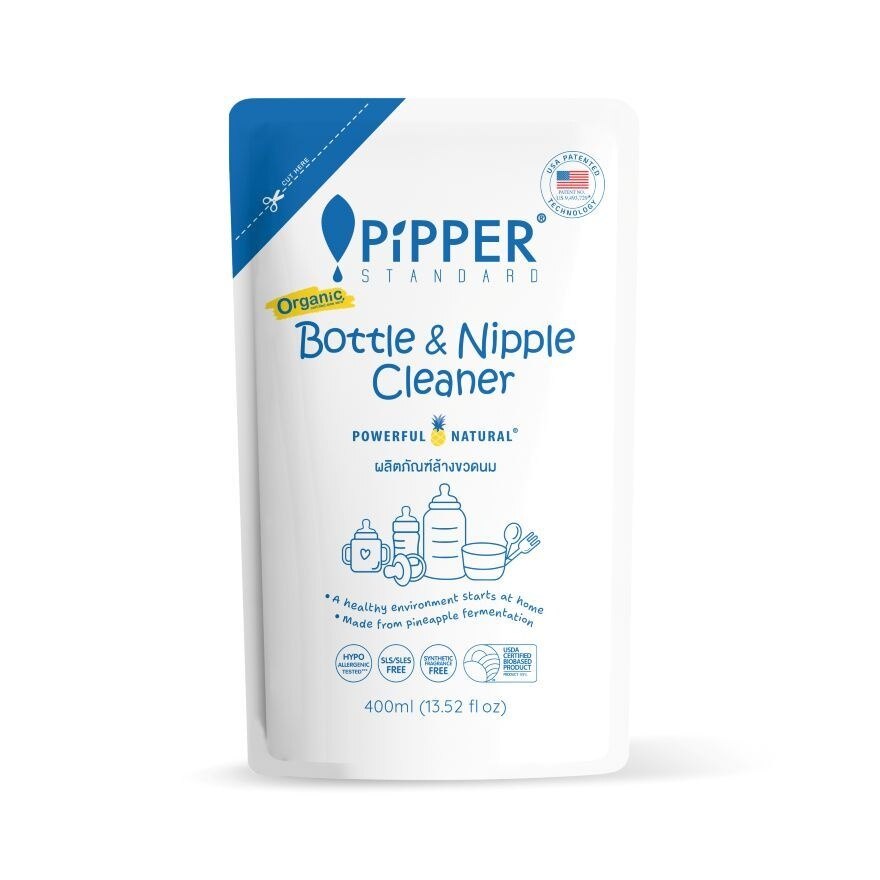 Pipper Standard Bottle  Nopple Cleaner Gentle Fresh Scent 400 Ml.(Refill) - Blue