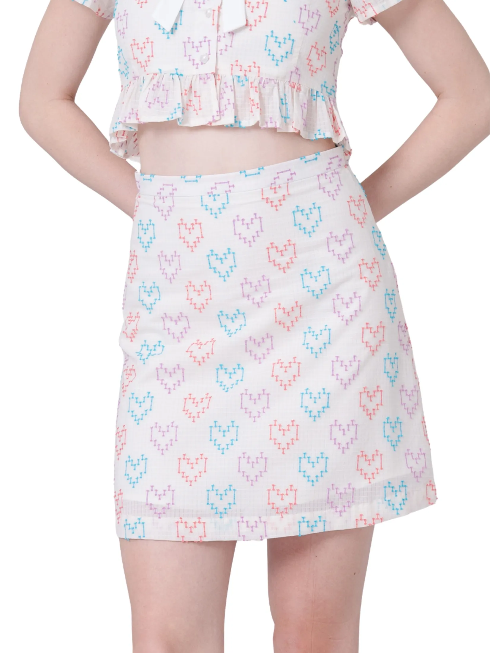 AMILA Women Skirt Short Fancy Lace Cream