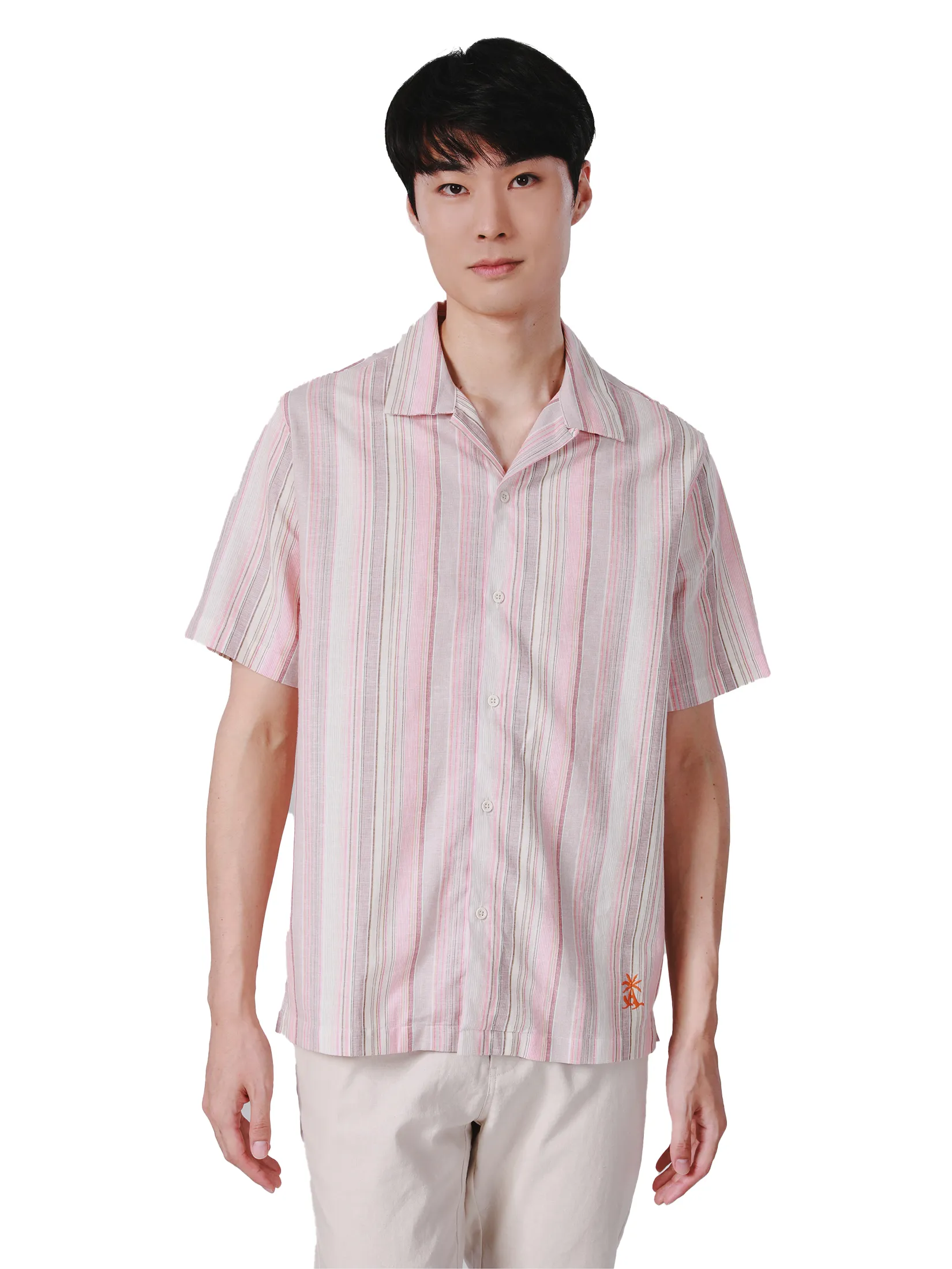 JOHN HENRY Men s Short Sleeves Hawaii Shirts (Relaxed Fit) SONGKRAN FESTIVAL Brown