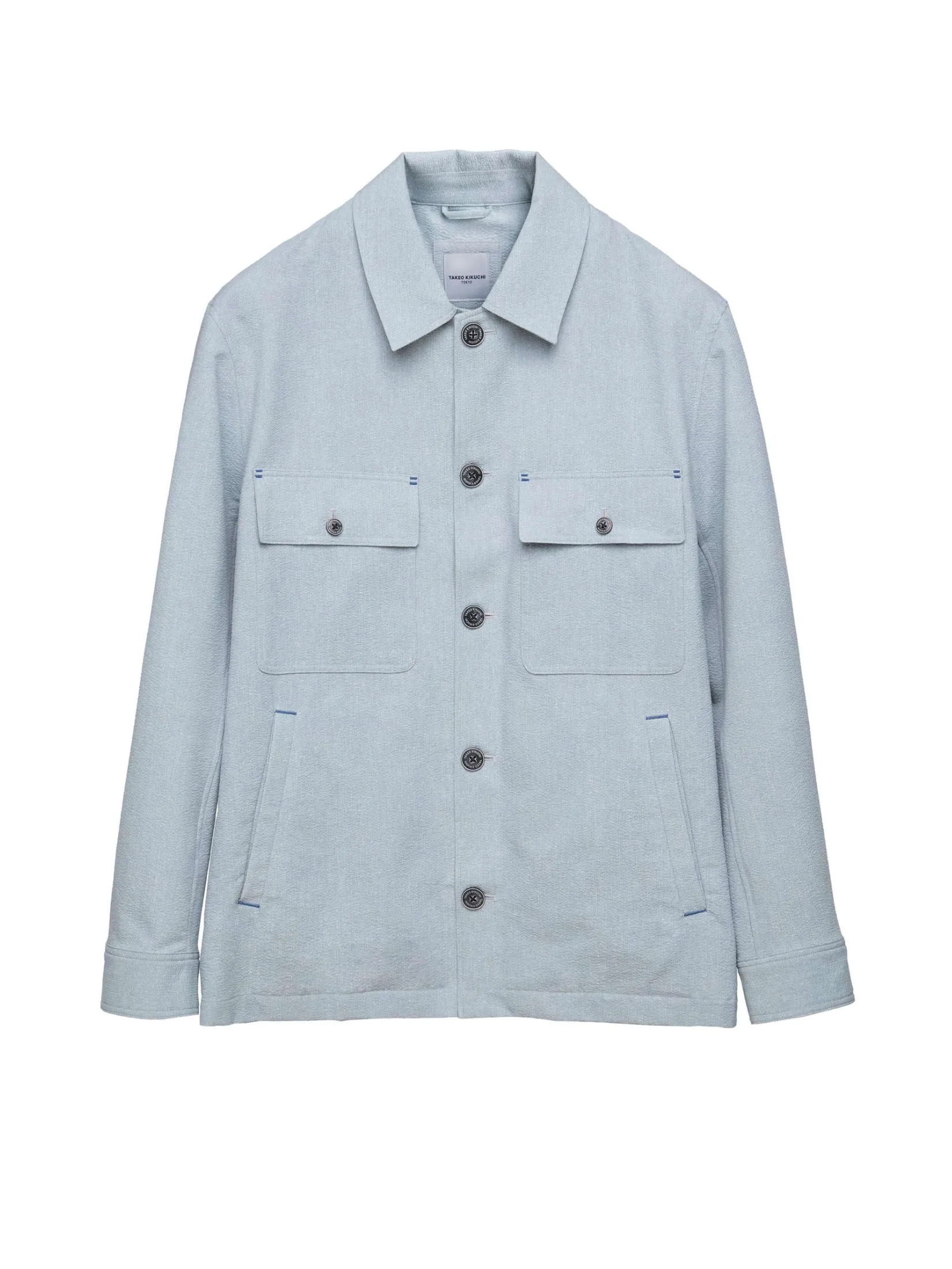 TAKEO KIKUCHI MEN GREY 2WAY STRETCH SUCKER PRINT JACKET