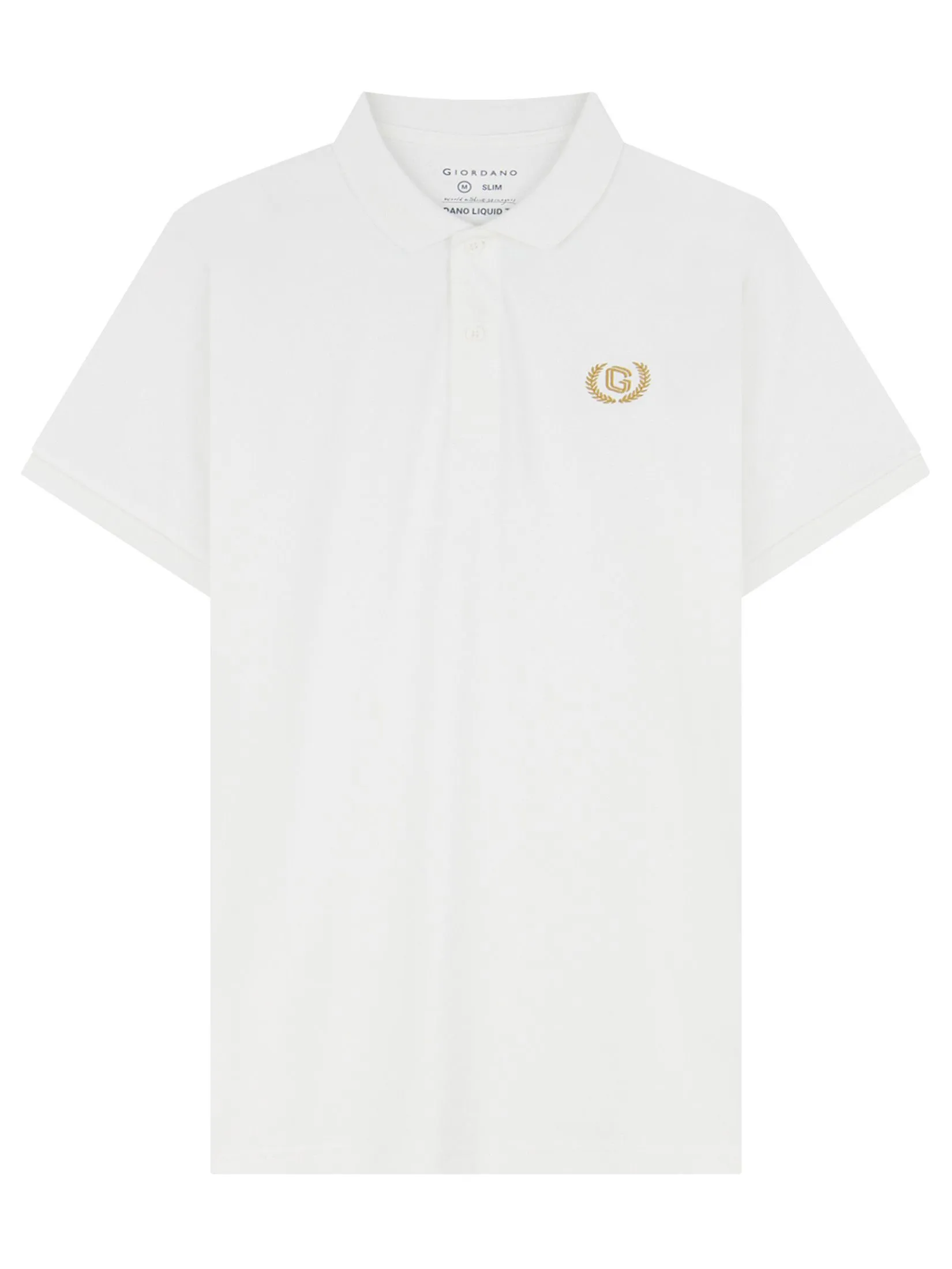 GIORDANO Men's Slim Interlock Polo (Liquid Touch) Signature White