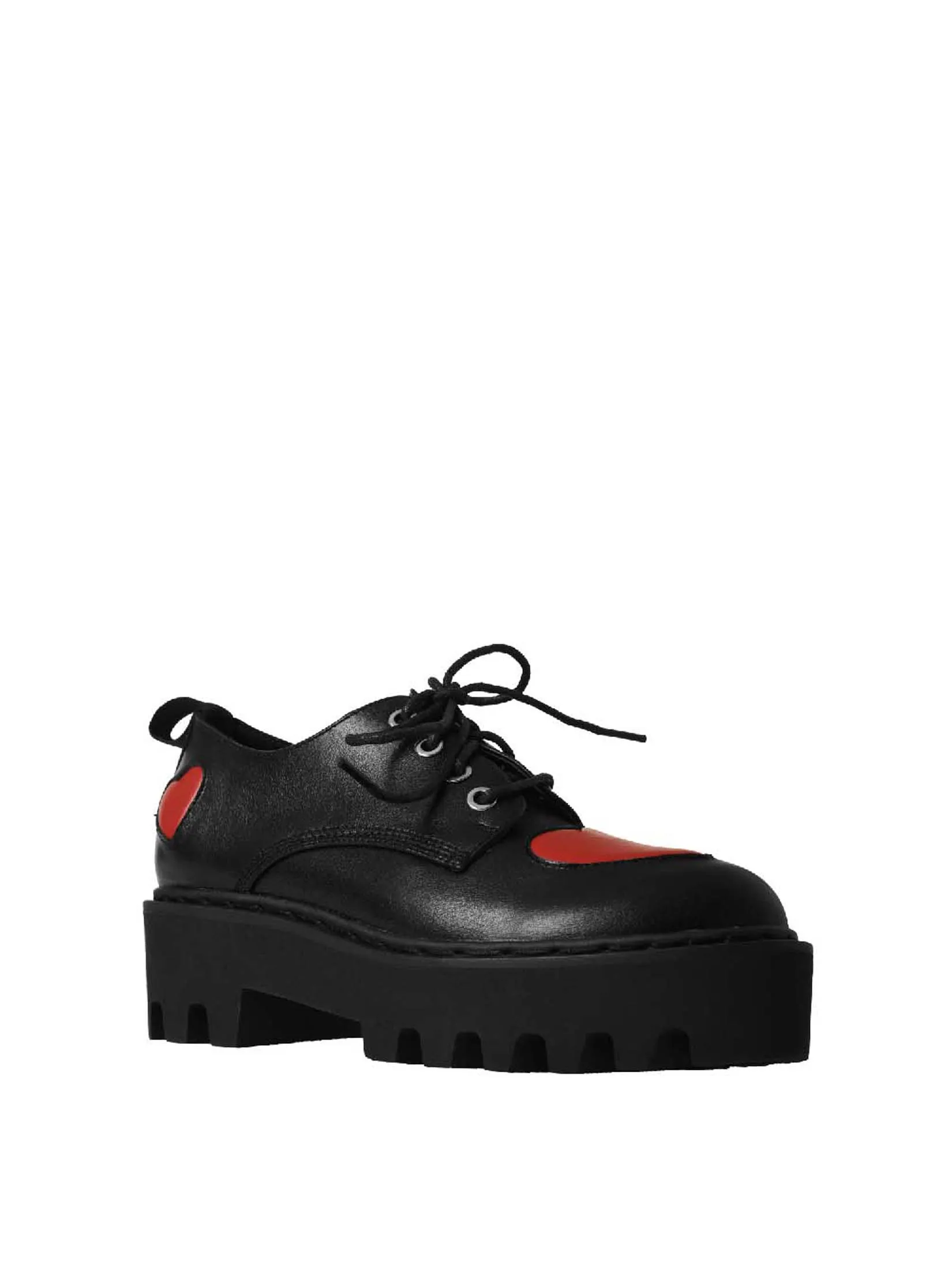 VILLAINS SF YEEKAI Women s Platform Oxford Boots BLACK RED