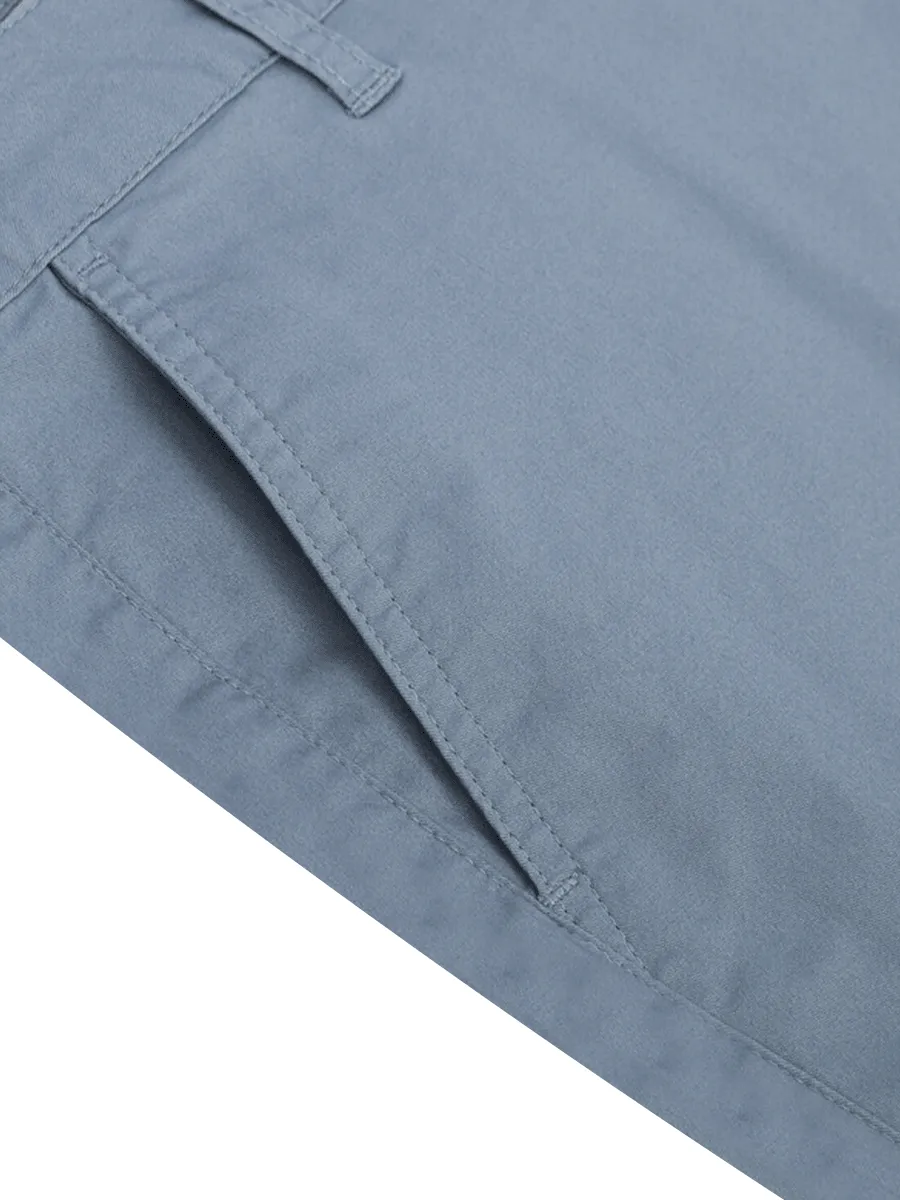 GIORDANO Women's Twill Mid-Rise Slim Fit Pocket Shorts (180 Elastic Waistband) Canyon Blue