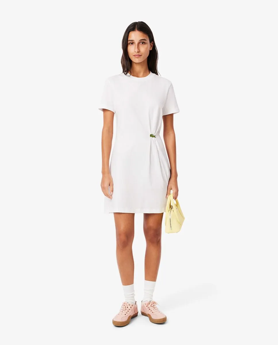 LACOSTE Draped T-Shirt Dress White