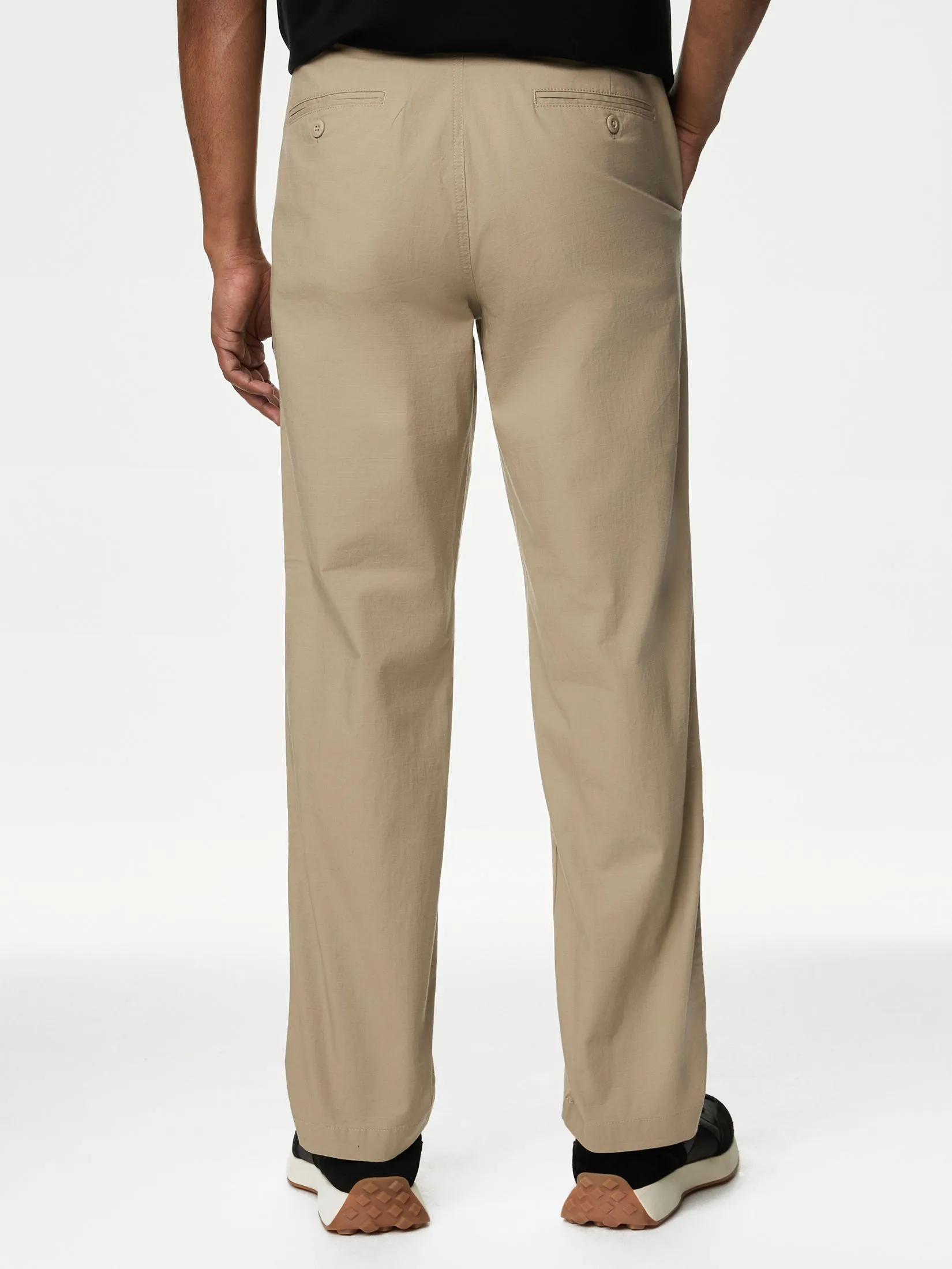 MARKS & SPENCER Men Chinos Regular Fit Ripstop Textured Stretch