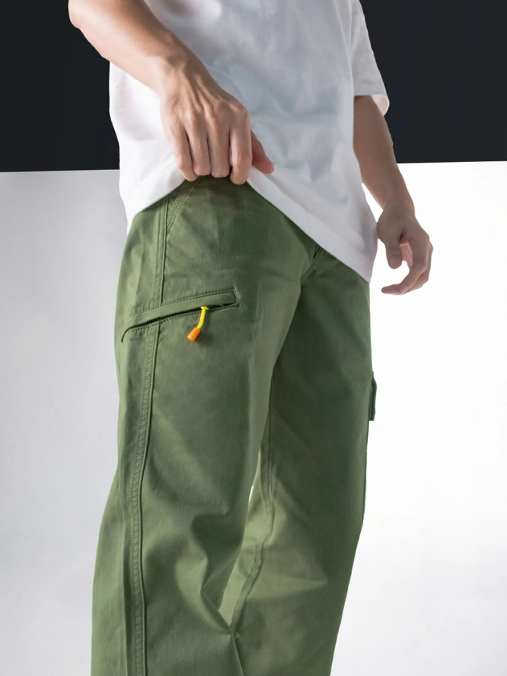 ERA-WON Men's Cargo trousers skinny crop fit Green