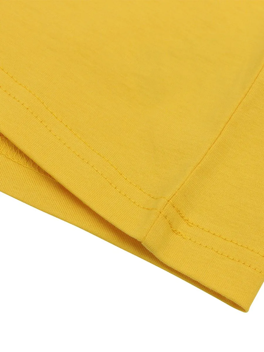 GIORDANO Men's Slim Fit Embroidery Tee (Classic Man)  Daffodil Yellow