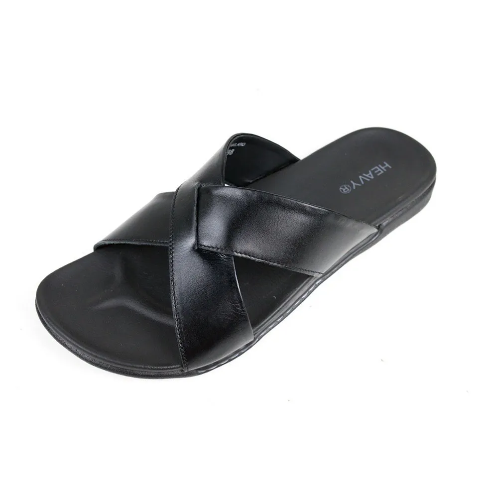 HEAVY Black Leather Sandals VS9098