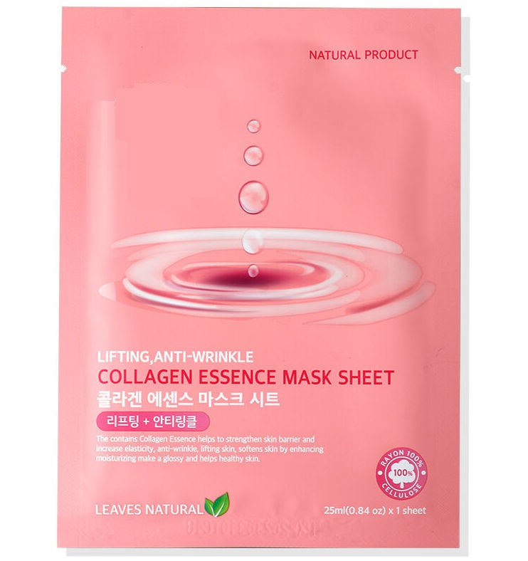 Тканевая маска для лица с коллагеном Leaves Natural 10 шт