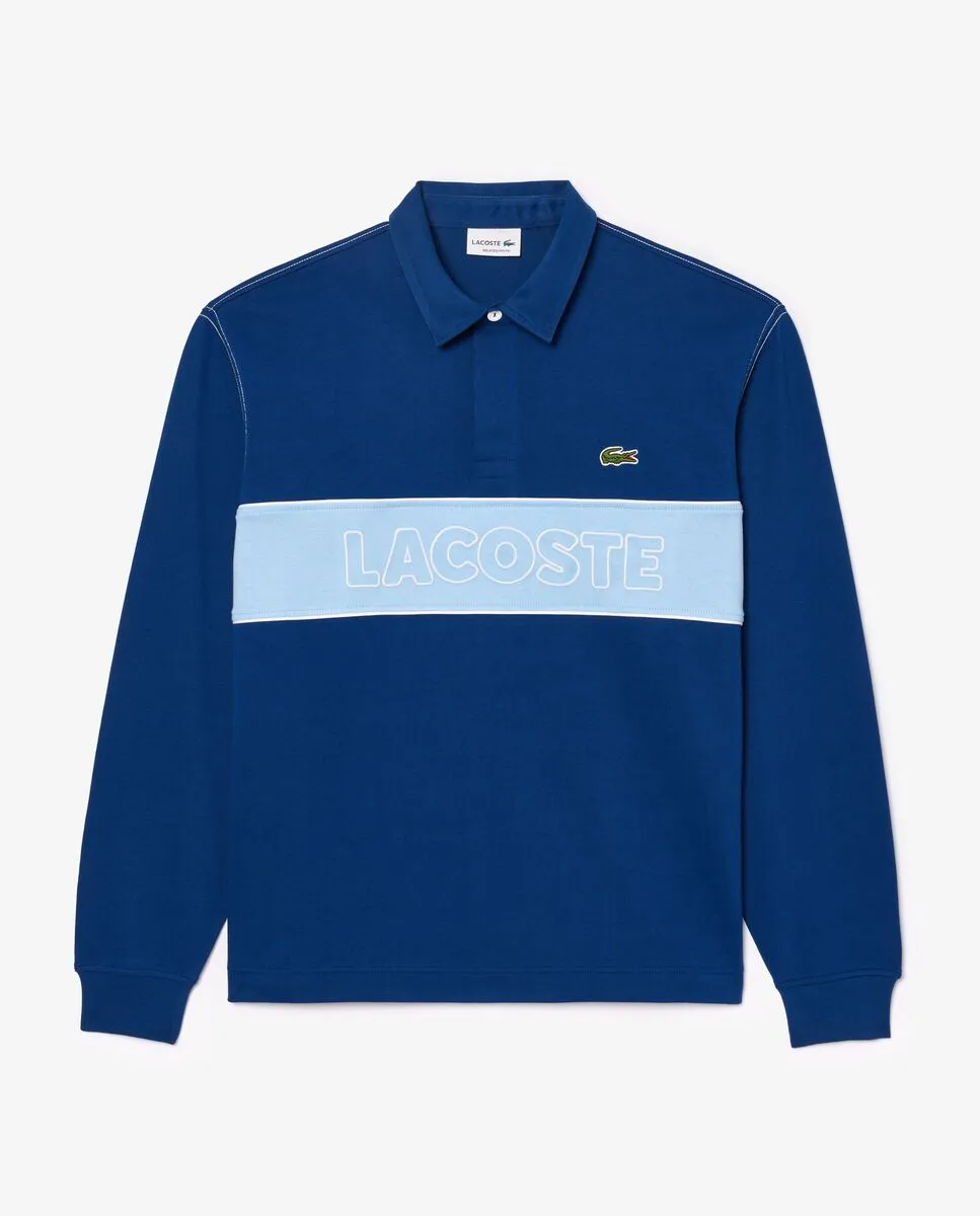 LACOSTE Relaxed Fit Cotton Rugby Shirt Blue